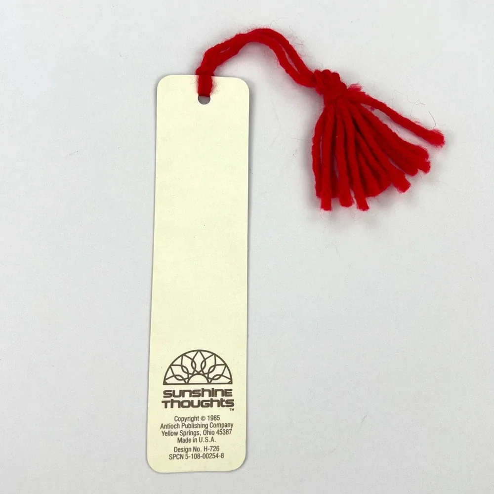 Vintage 1985 Sunshine‎ Thoughts Teddy Bear Shopping Bookmark Antioch Red Tassel